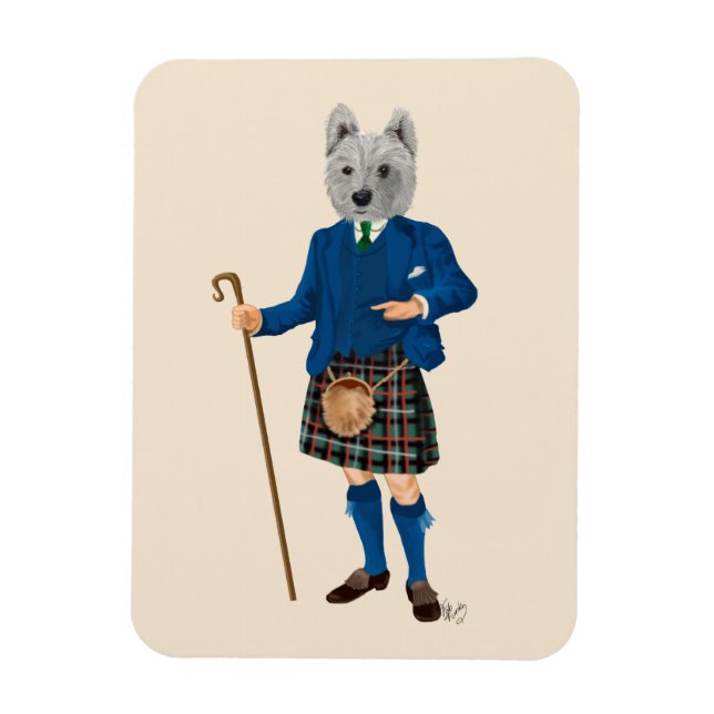 West Highland Terrier in Kilt 2 Magnet (Vertical)