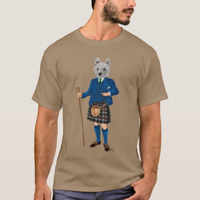 West Highland Terrier in Kilt 2 T-Shirt (Front)