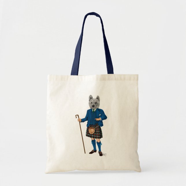 West Highland Terrier in Kilt 3 Tote Bag (Front)
