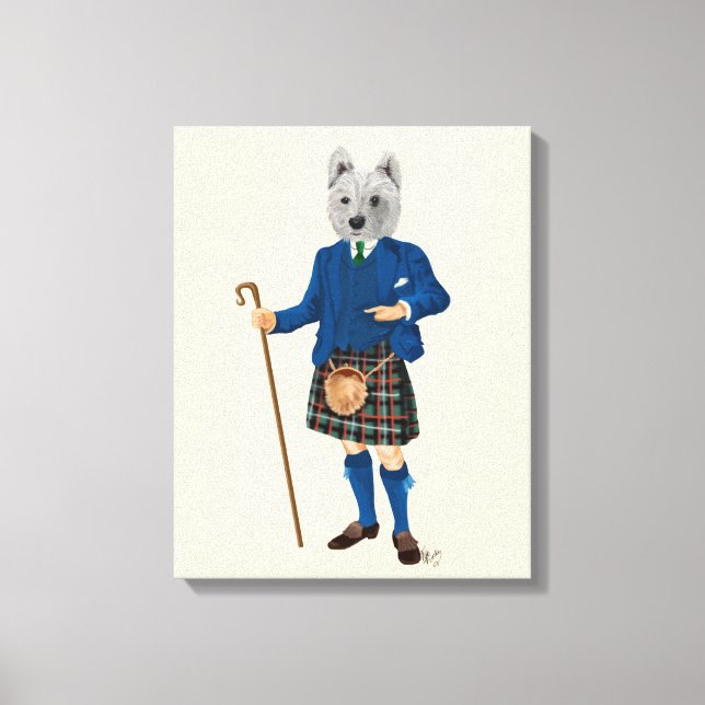 West Highland Terrier in Kilt Canvas Print (Front)
