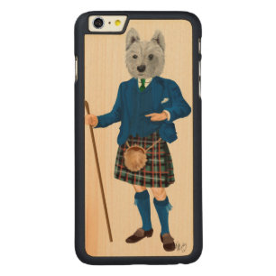 West Highland Terrier in Kilt Carved Maple iPhone 6 Plus Case