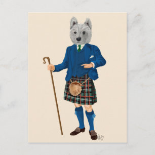 West Highland Terrier in Kilt Postcard