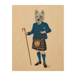 West Highland Terrier in Kilt Wood Wall Decor