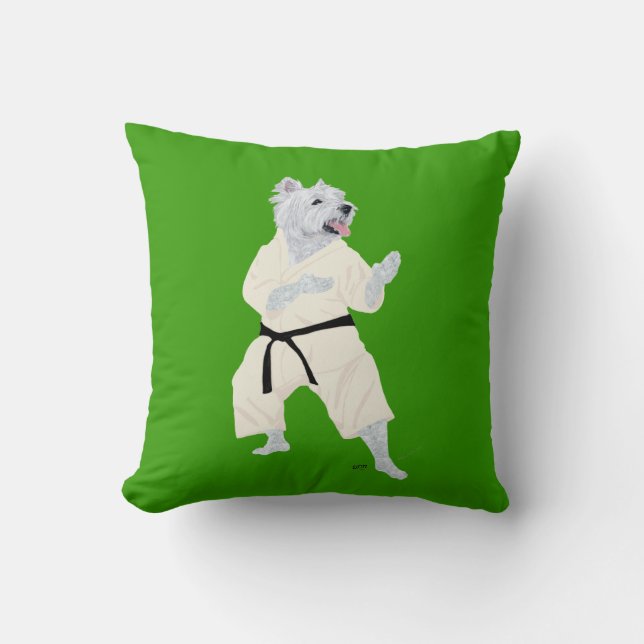 West Highland Terrier KARATE ! Throw Pillow (Front)