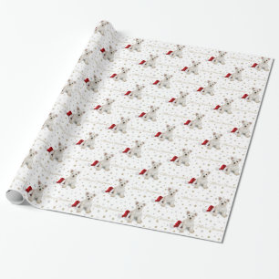 West Highland Terrier Puppy and Stars Christmas Wrapping Paper