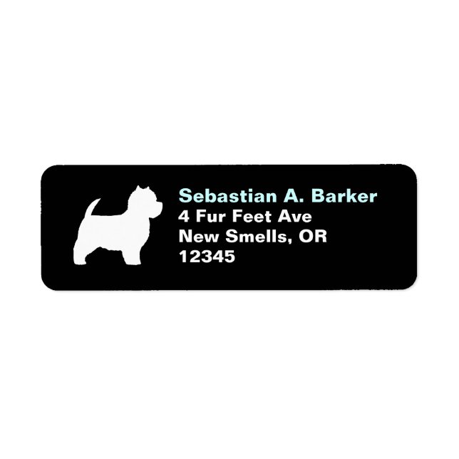 West Highland Terrier Silhouette Westie Address Label (Front)
