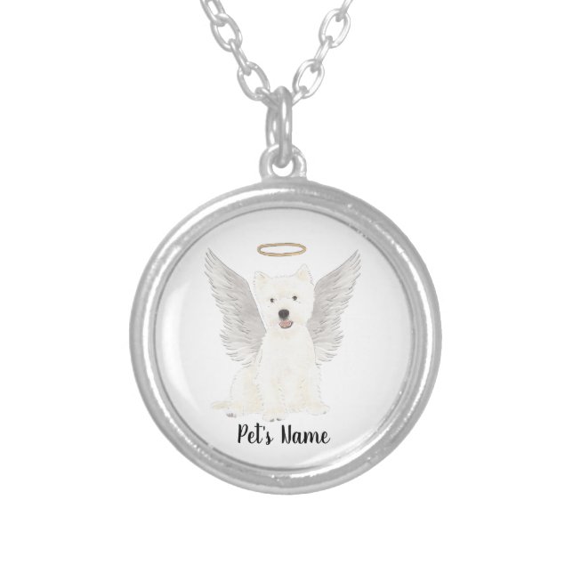 West Highland Terrier Sympathy Memorial Silver Plated Necklace (Front)