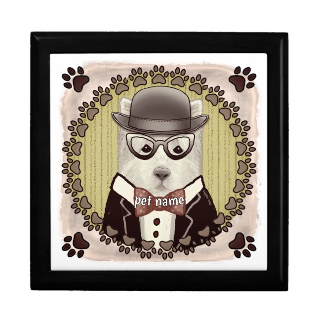 West Highland Terrier wearing glasses gift box (Front)