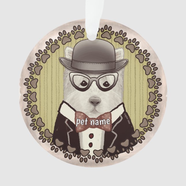 West Highland Terrier wearing glasses  Ornament (Front)