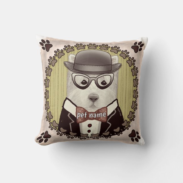 West Highland Terrier wearing glasses  Pillow (Front)