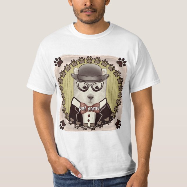 West Highland Terrier wearing glasses t-shirt (Front)