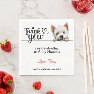 West Highland Terrier Wedding Napkins with Photo