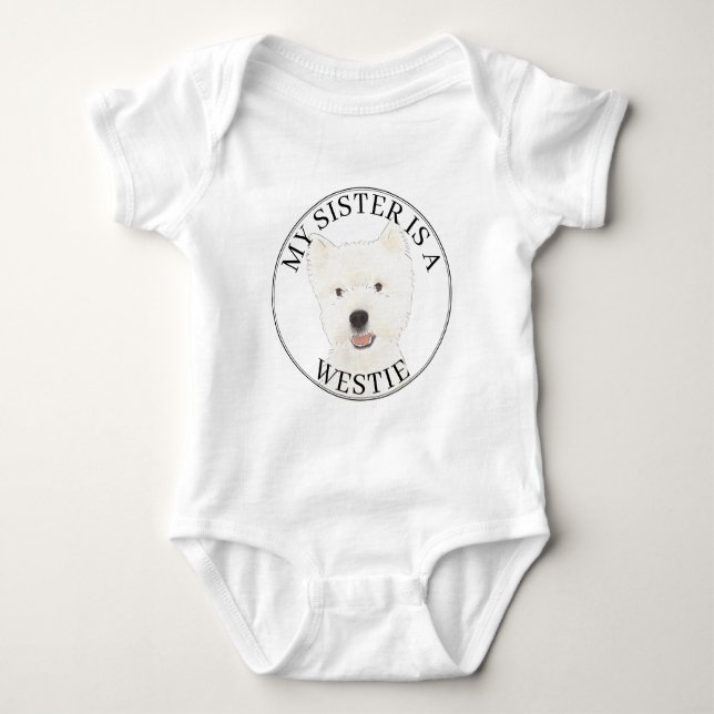West Highland Terrier Westie Big Sister Baby Bodysuit (Front)