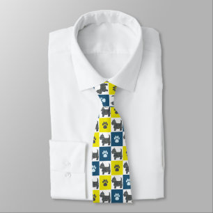 West Highland Terrier Westie Dog Silhouett YnB Paw Neck Tie
