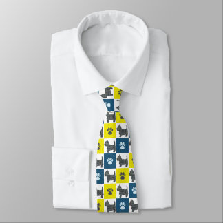 West Highland Terrier Westie Dog Silhouett YnB Paw Neck Tie