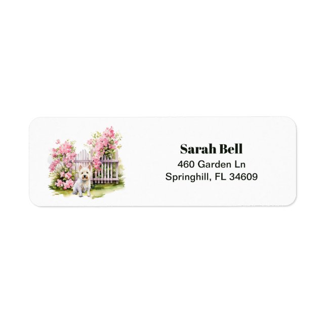 West Highland Terrier Westie Floral Return Address Label (Front)