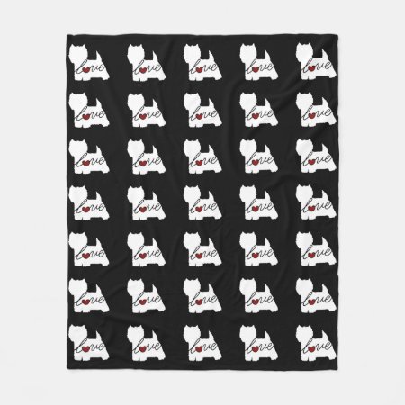 West Highland Terrier (westie) Love Fleece Blanket