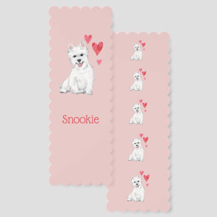 West Highland Terrier White Fur Westie Custom Name Bookmarks