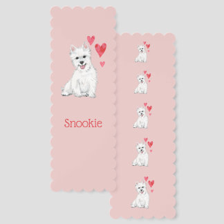 West Highland Terrier White Fur Westie Custom Name Bookmarks