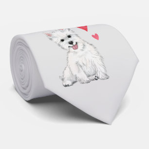 West Highland Terrier White Fur Westie Neck Tie