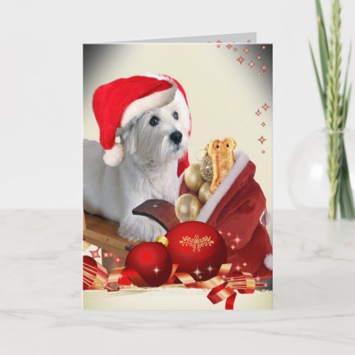 West Highland Terrier with Santas Treats Holiday Card