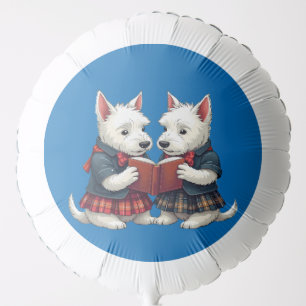 West Highland Terriers Burns Night Reading Poetry Balloon
