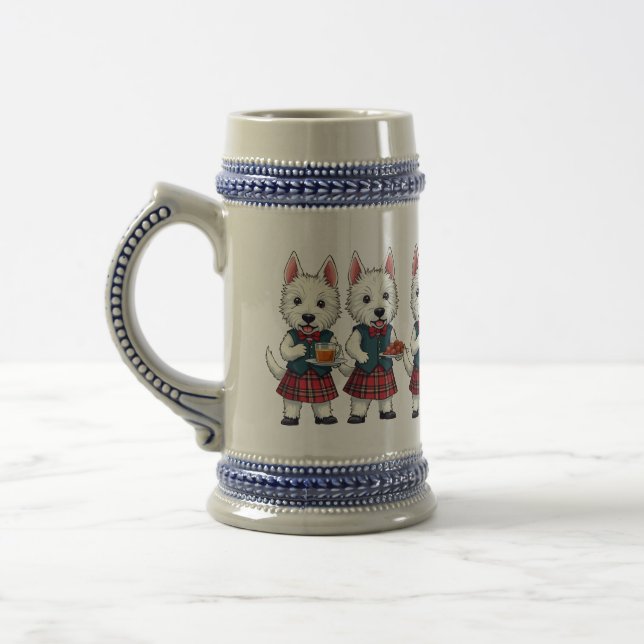 West Highland Terriers Burns Night With Dram  Beer Stein (Left)