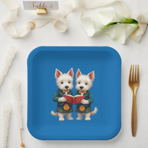 West Highland Terriers Burns Supper Reading Poetry Paper Plates