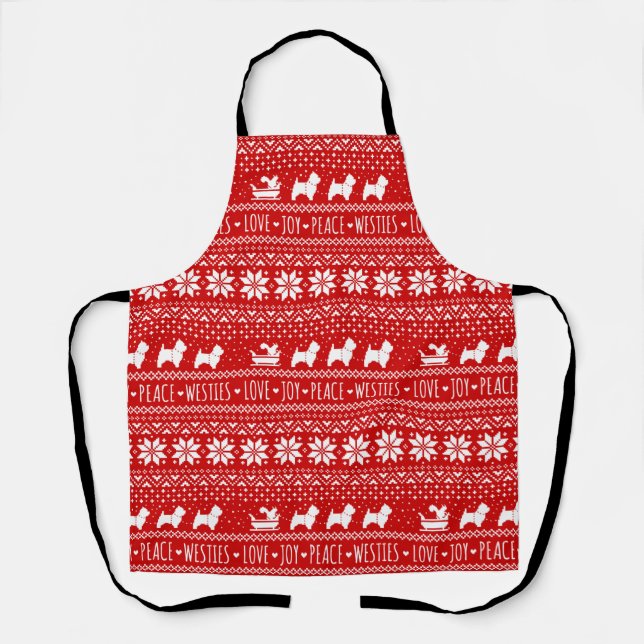 West Highland Terriers Christmas Sleigh Dogs Apron (Front)