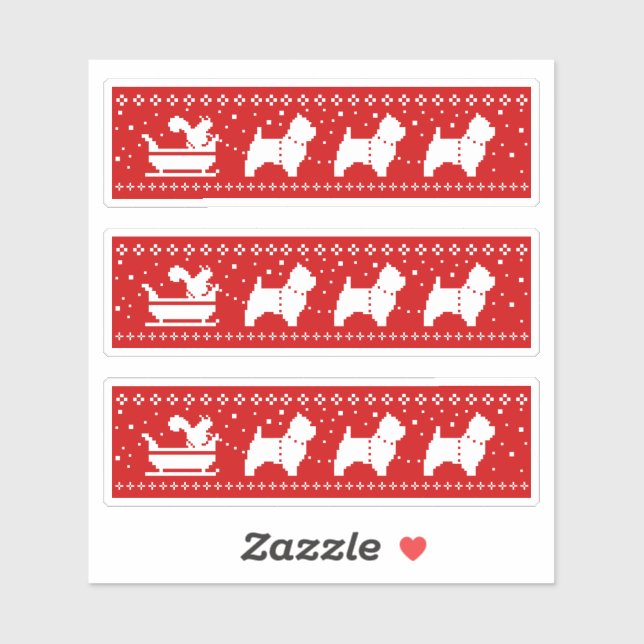 West Highland Terriers Christmas Sleigh Dogs Sticker (Sheet)