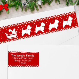 West Highland Terriers Christmas Sleigh Dogs Wrap Around Label
