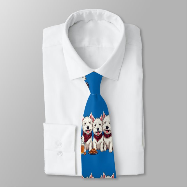 West Highland Terriers, Scottish Neckerchief  Neck Tie (Tied)