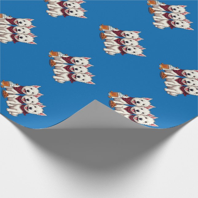West Highland Terriers, Scottish Neckerchief  Wrapping Paper (Corner)