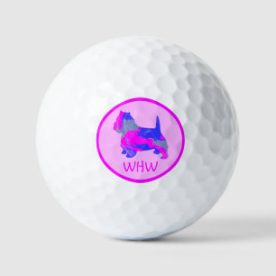 West Highland Westie Pink Dog Silhouette Mono Golf Balls