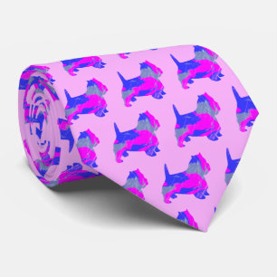 West Highland Westie Terrier Pink Silhouette Pink Neck Tie