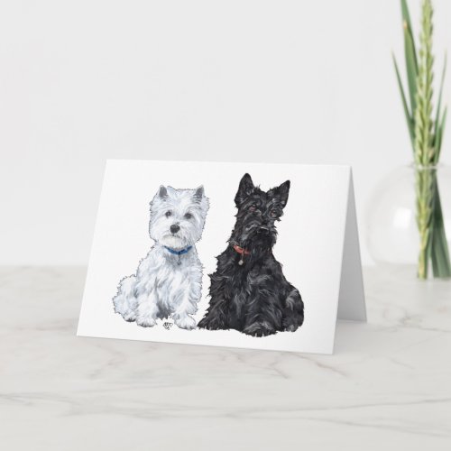 West Highland White  Scottish Terriers Holiday Card