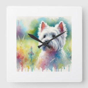 West Highland White Terrier 130924AREF139 - Waterc Square Wall Clock