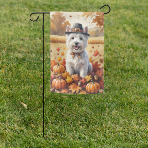 West Highland White Terrier Autumn Leaves Garden Flag