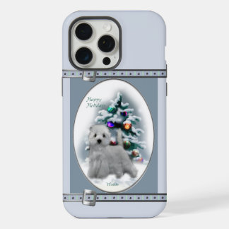 West Highland White Terrier Blue Christmas Holiday iPhone 15 Pro Max Case