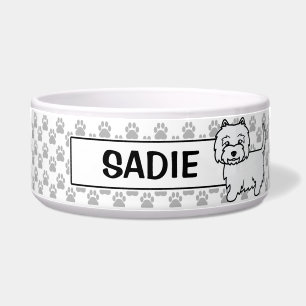 West Highland White Terrier Cartoon Dog Bowl