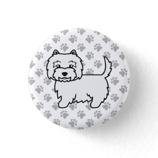 West Highland White Terrier Cartoon Dog &amp; Paws Button