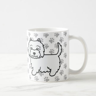 West Highland White Terrier Cartoon Dog &amp; Paws Coffee Mug