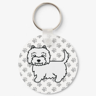 West Highland White Terrier Cartoon Dog &amp; Paws Keychain