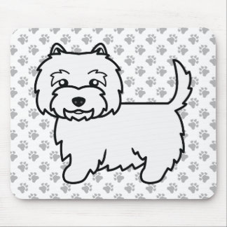 West Highland White Terrier Cartoon Dog &amp; Paws Mouse Pad
