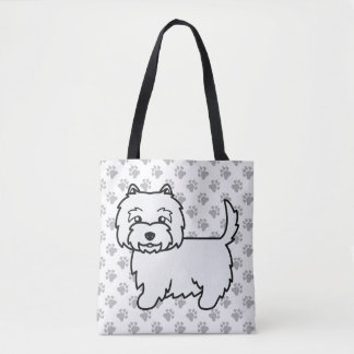 West Highland White Terrier Cartoon Dog &amp; Paws Tote Bag