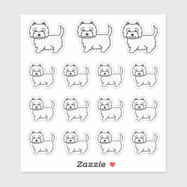 West Highland White Terrier Cartoon Dogs Sticker (Sheet)