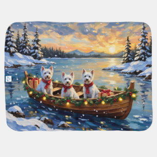 West Highland White Terrier Christmas Boat Holiday Baby Blanket