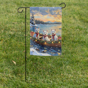 West Highland White Terrier Christmas Boat Holiday Garden Flag