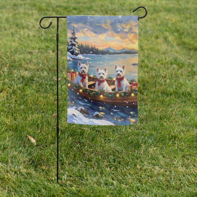 West Highland White Terrier Christmas Boat Holiday Garden Flag (In SItu)