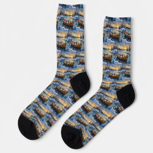 West Highland White Terrier Christmas Boat Holiday Socks